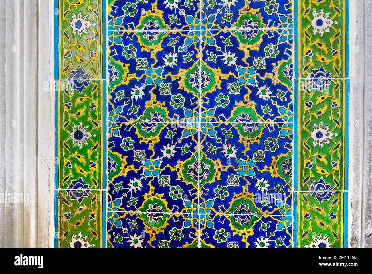 Colorful Ottoman Tiles in Topkapi Palace, Istanbul. Stock Photo