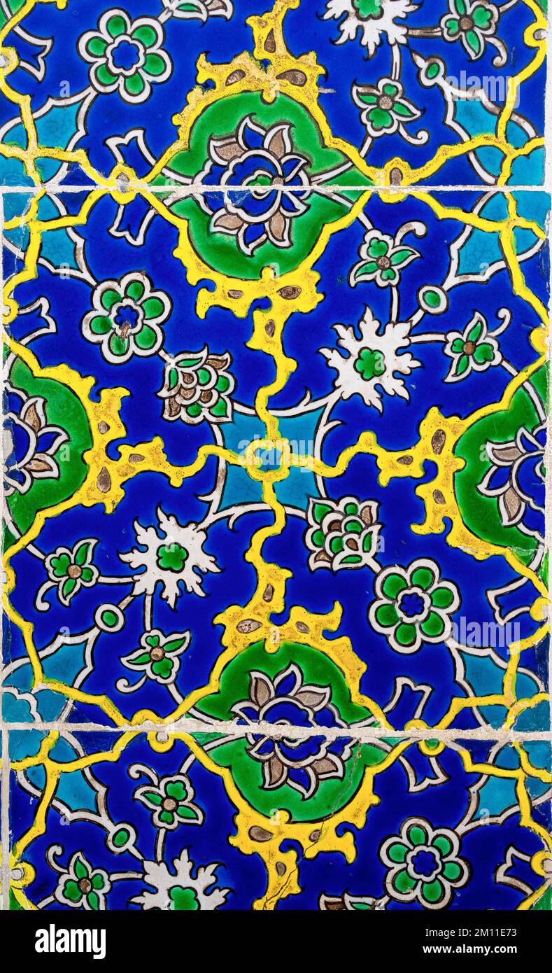 Ottoman Handmade Tiles with floral patterns. Stock Photo