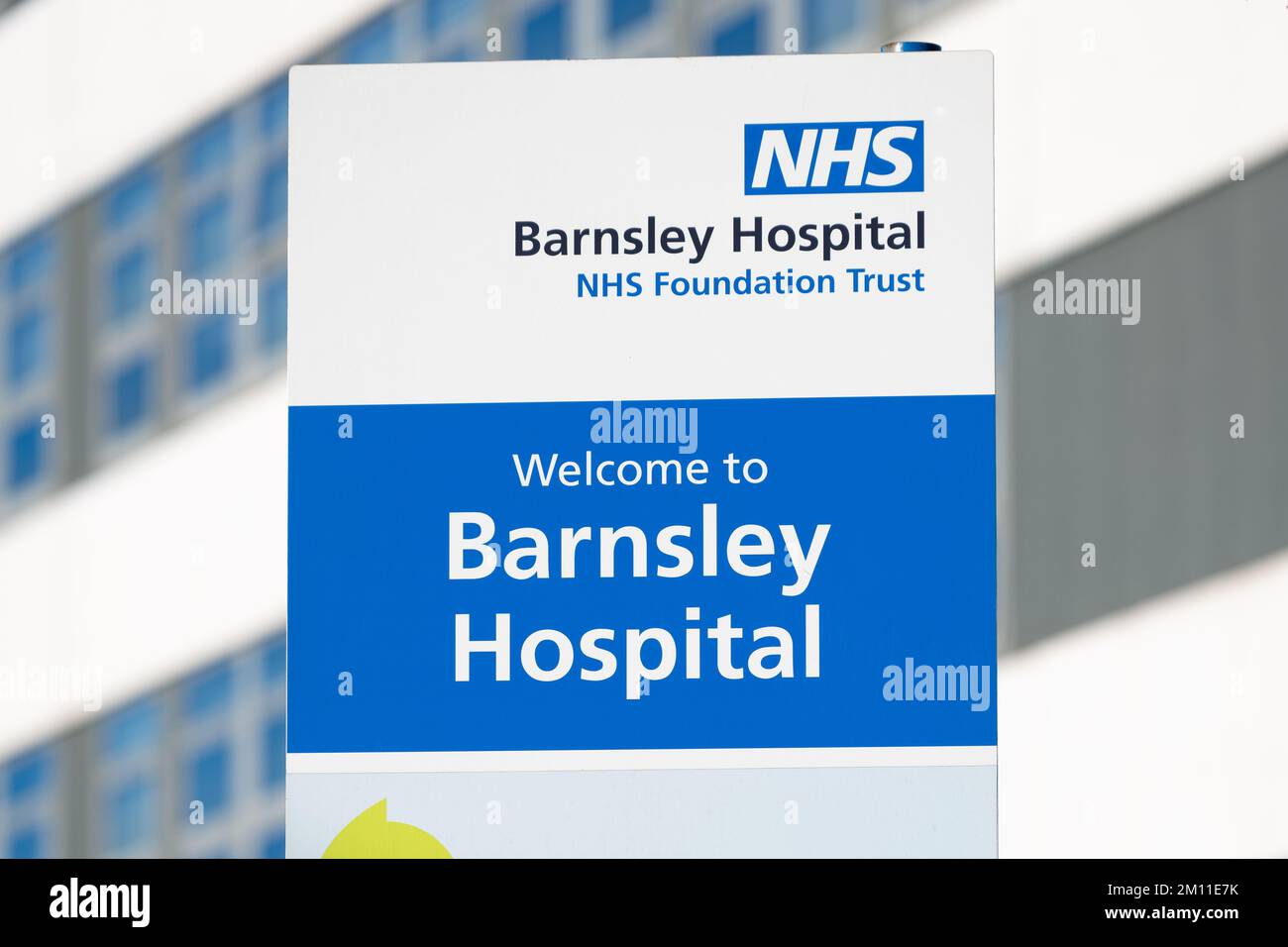 Barnsley Hospital sign, Barnsley, South Yorkshire, England, UK Stock