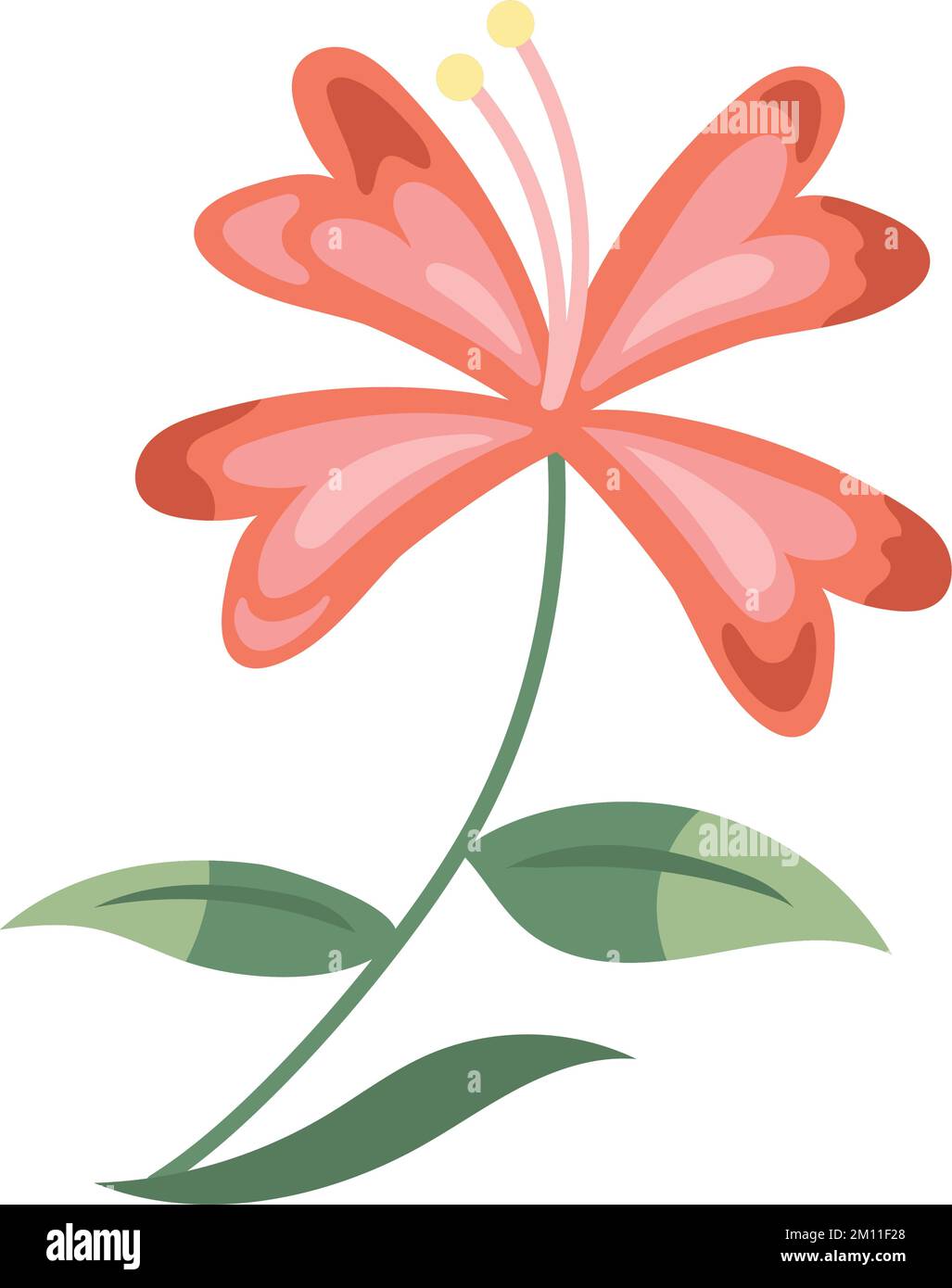 pink flower with leafs Stock Vector Image & Art - Alamy