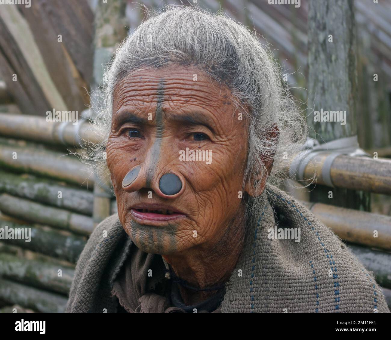 Senior woman tattoos grey hair hi-res stock photography and images - Alamy