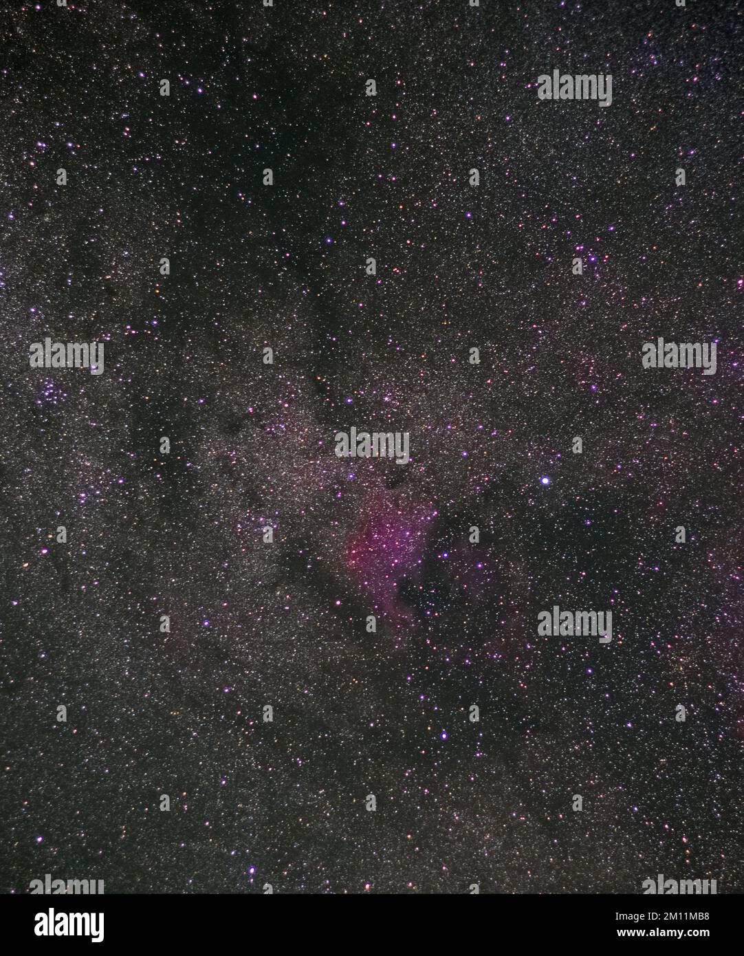 The North America Nebula next to the brightest star in the Cygnus constellation, Deneb Stock Photo
