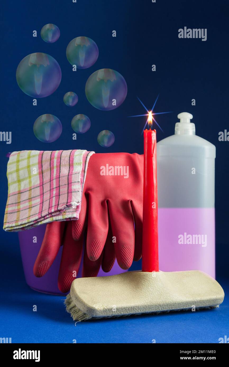 The extraordinary Christmas motif for the cleaning specialist. Stock Photo