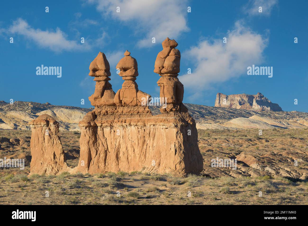 The Three Sisters rock formation in Goblin Valley State Park near Hanksville, Utah Stock Photo