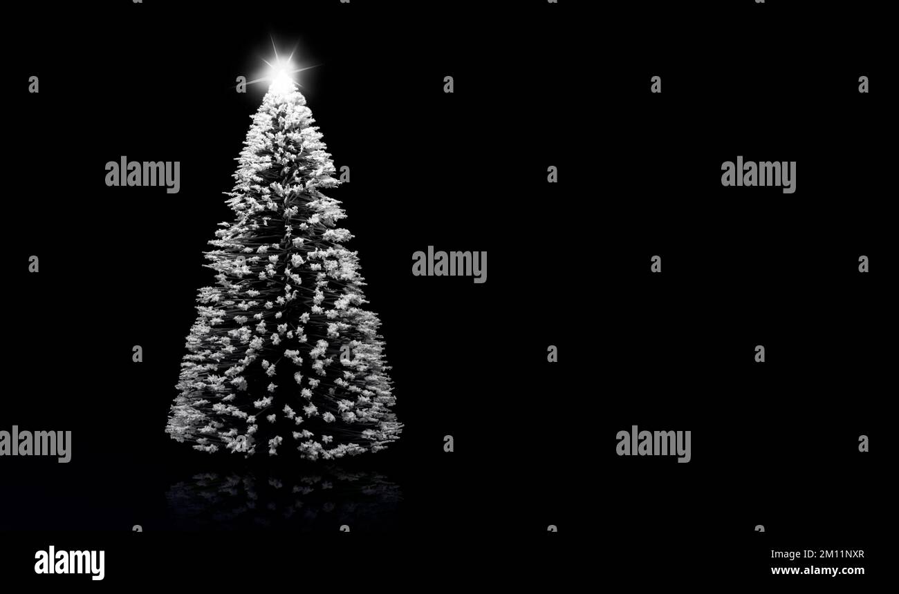 Christmas tree isolated against black background Stock Photo - Alamy