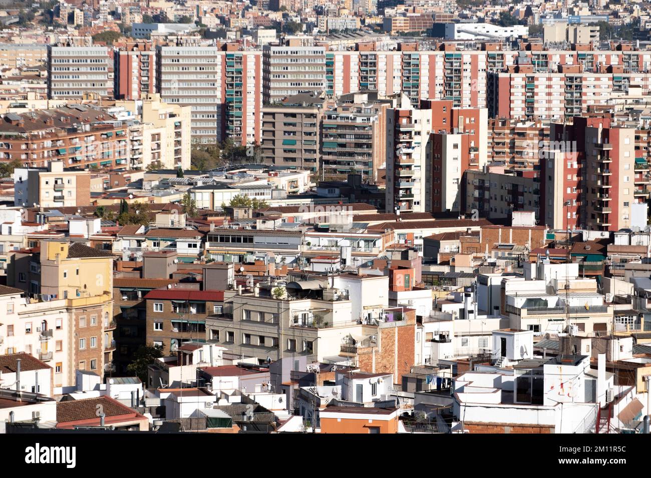 Aerial view of apartment buildings in the city of Barcelona Stock Photo ...