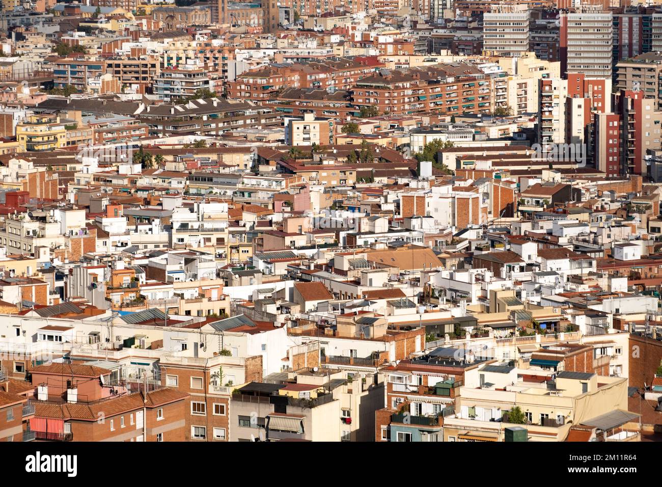 Aerial view of apartment buildings in the city of Barcelona Stock Photo ...