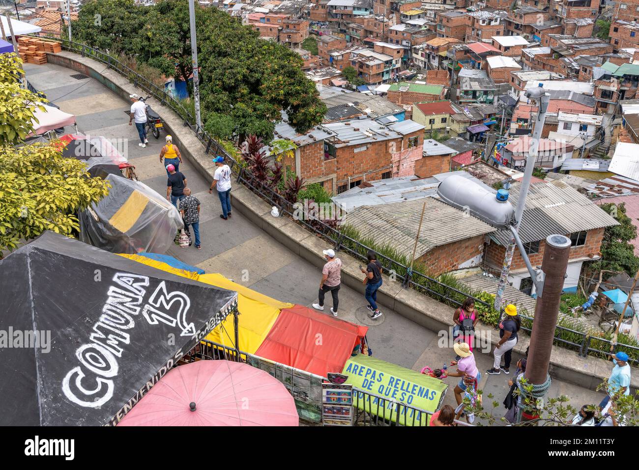 South America, Colombia, Departamento de Antioquia, Medellín, Comuna 13, Street scene in the tourist district Comuna 13 Stock Photo