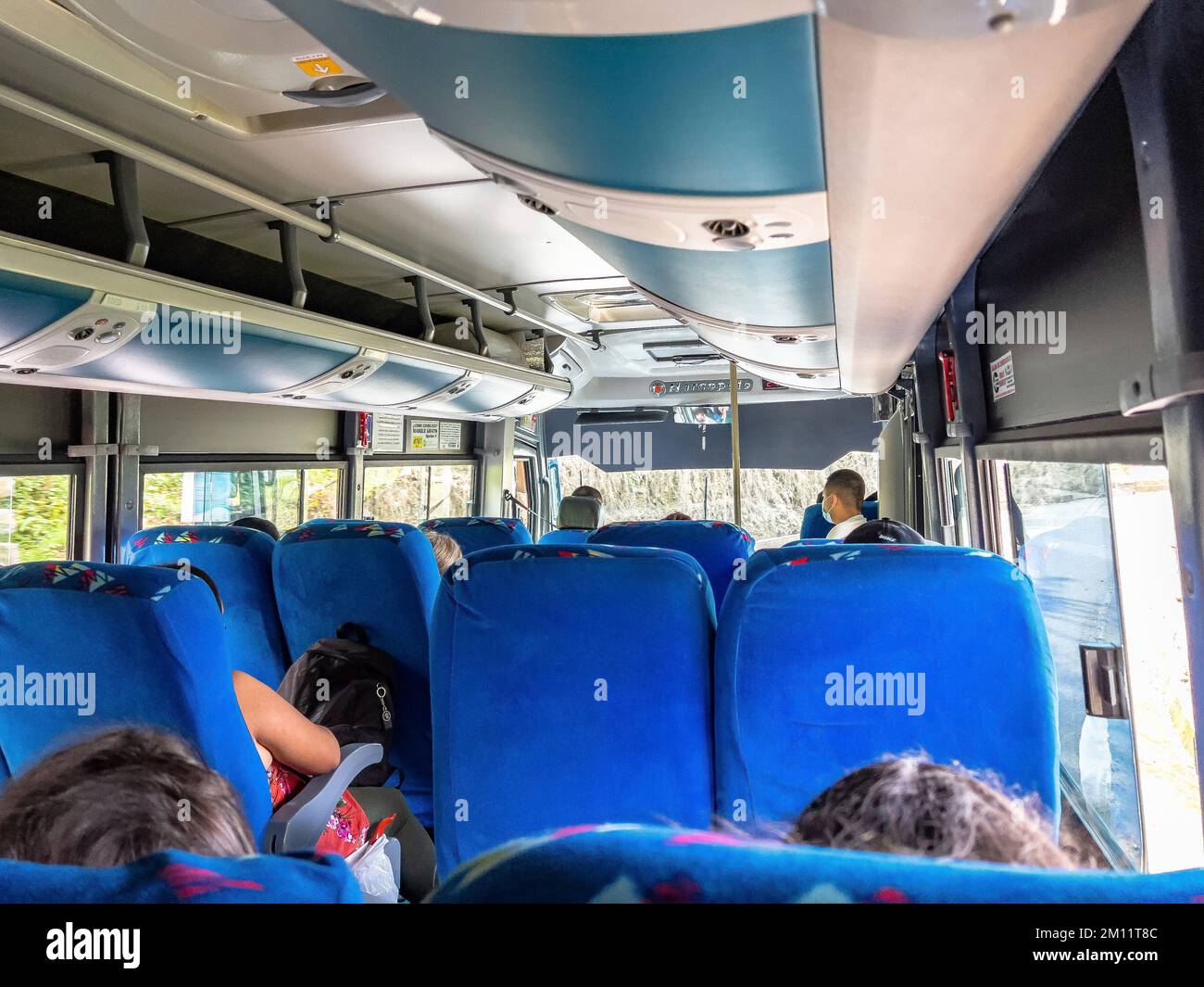South America, Colombia, Departamento Antioquia, Medellín, interior view bus Stock Photo