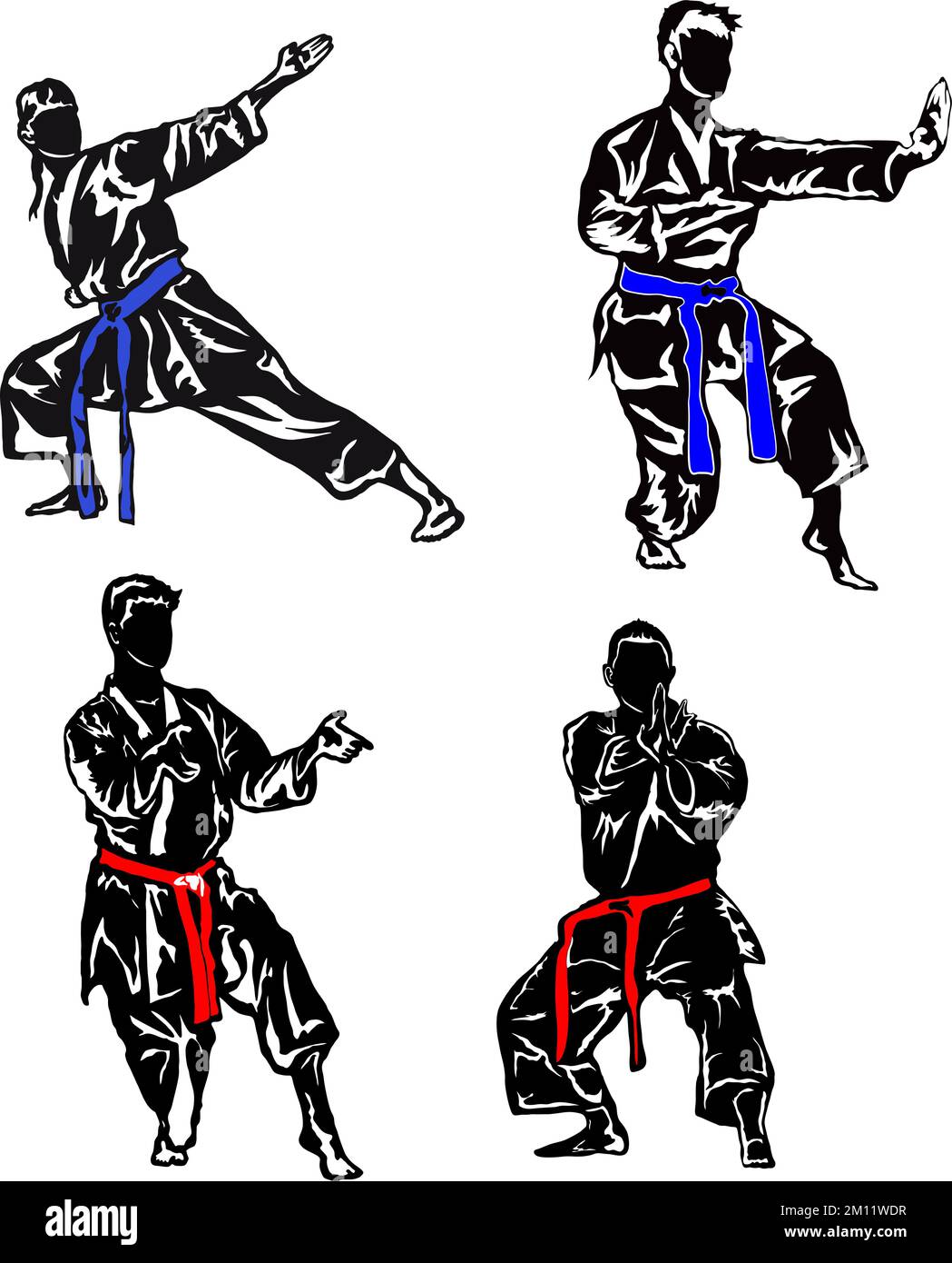 A vector of martial arts karate man silhouette logo on a white background Stock Vector Image