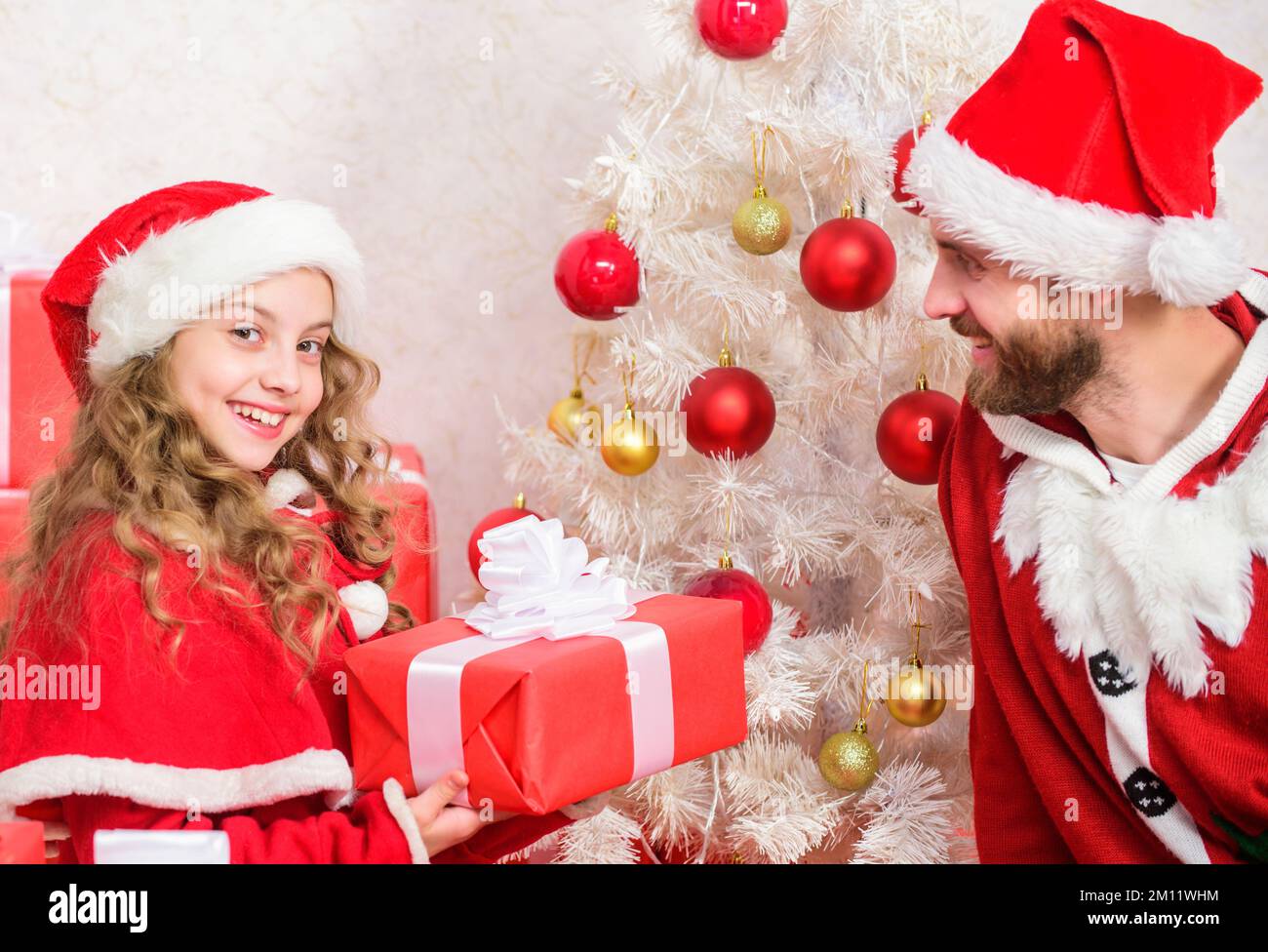 Happy childhood. Christmas family holiday. Christmas gift for child