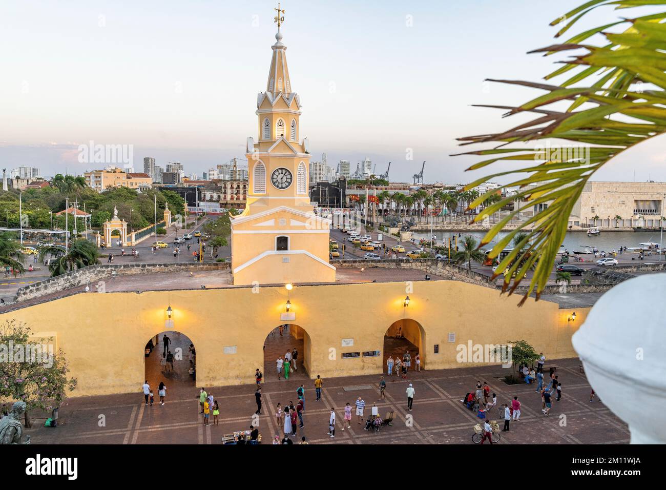 South America, Colombia, Departamento de Bolívar, Cartagena de Indias, Ciudad Amurallada, Torre del Reloj Stock Photo