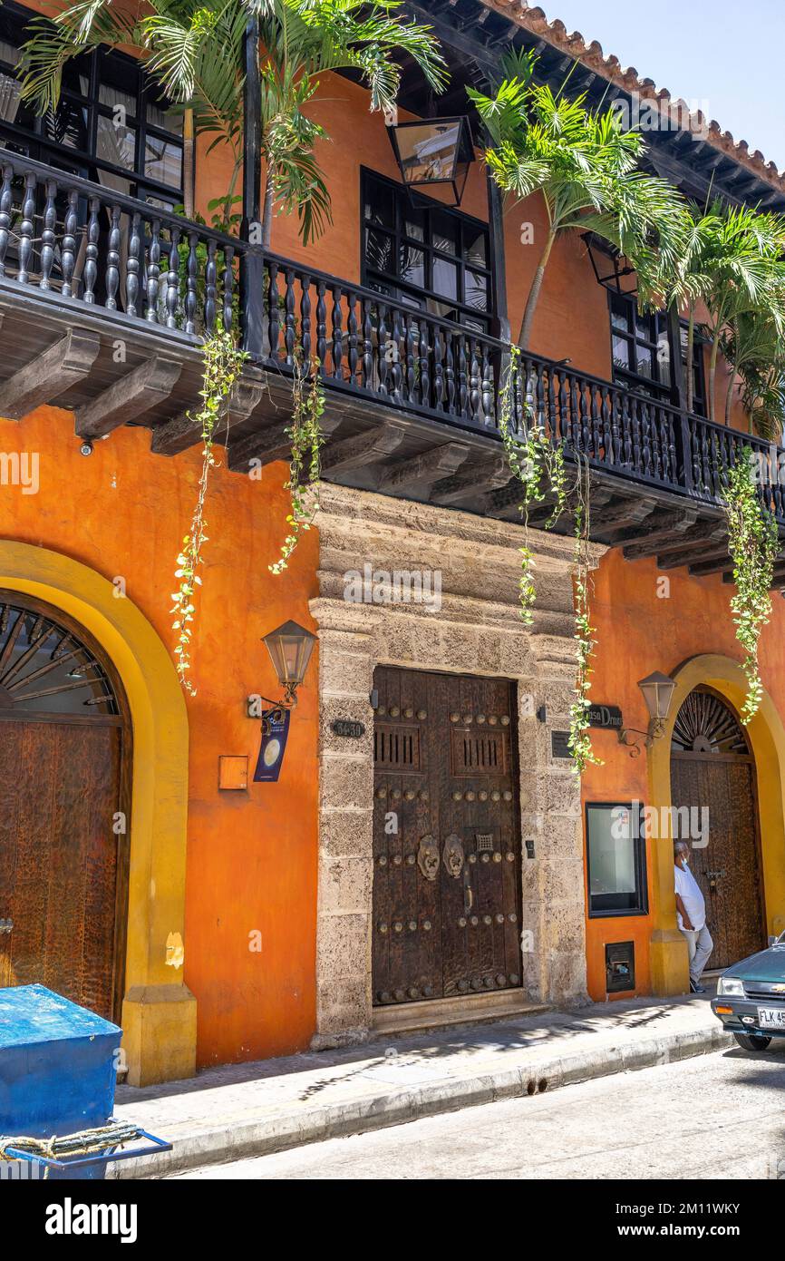 South America, Colombia, Departamento de Bolívar, Cartagena de Indias, Ciudad Amurallada, Historical residence of the English privateer Sir Francis Drake Stock Photo