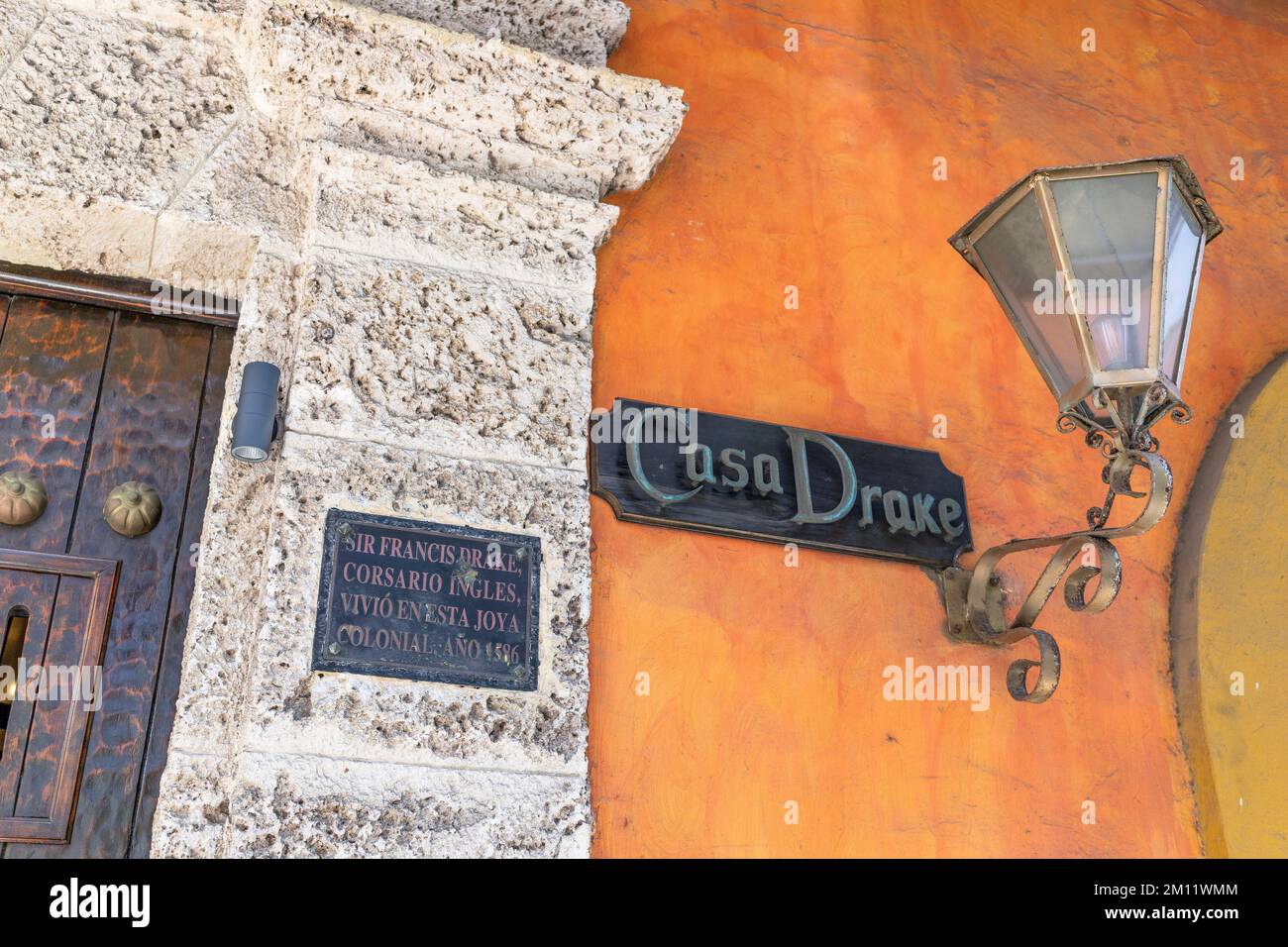 South America, Colombia, Departamento de Bolívar, Cartagena de Indias, Ciudad Amurallada, Historical residence of the English privateer Sir Francis Drake Stock Photo