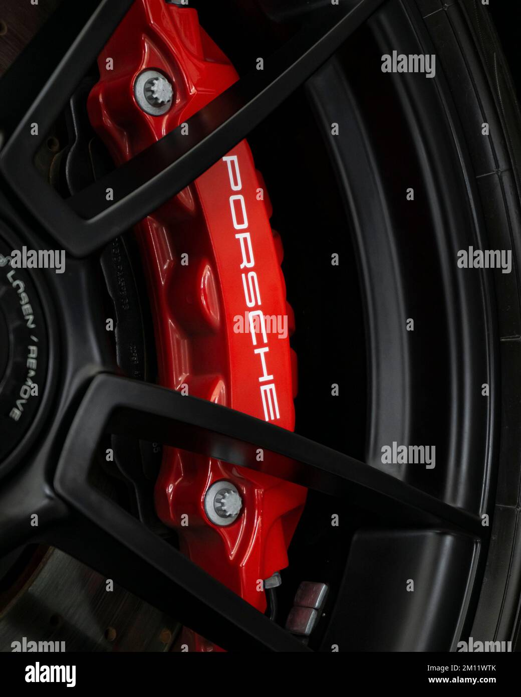 The Porsche 911 red brake calipers Stock Photo Alamy