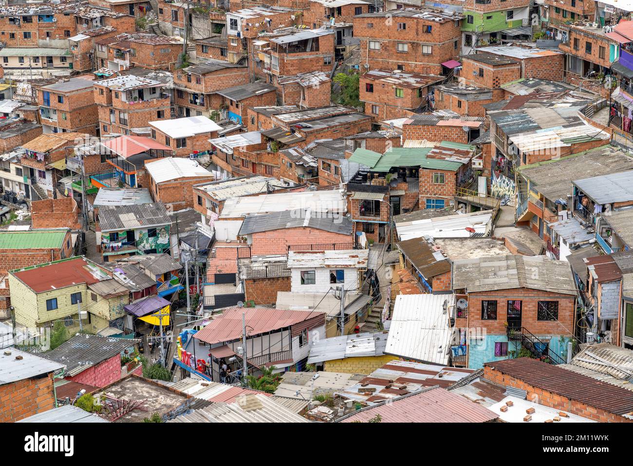 South America, Colombia, Departamento de Antioquia, Medellín, San Javier, Comuna 13, view over the notorious district Comuna 13 Stock Photo
