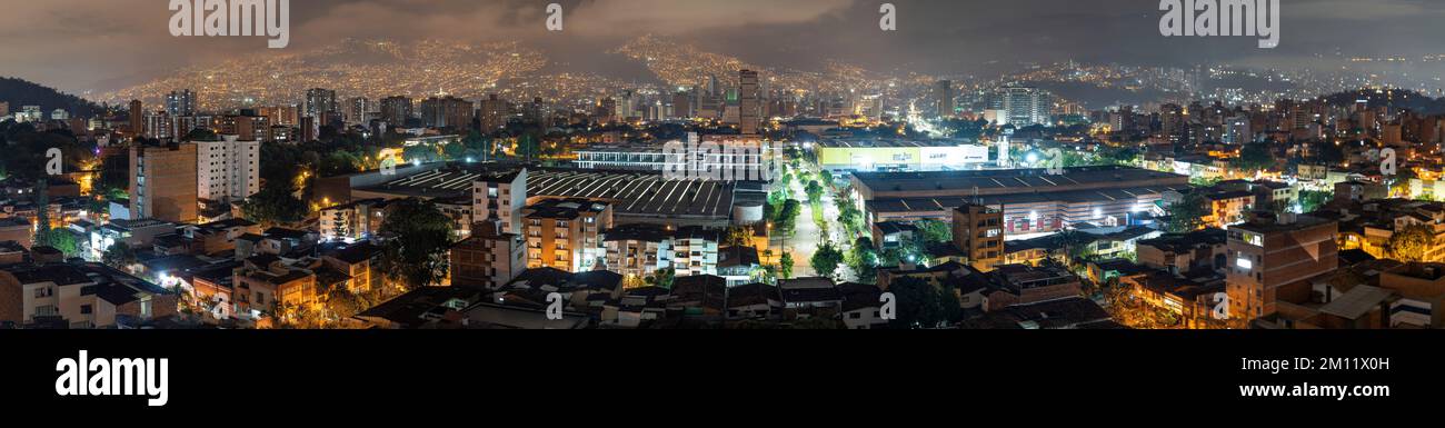 South America, Colombia, Departamento de Antioquia, Medellín, Night panorama of the city of Medellín Stock Photo
