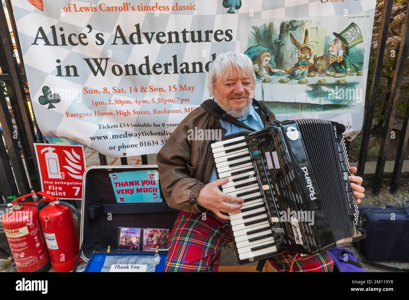 England, Kent, Rochester, Street Busker at The Annual Sweeps Festival Stock Photo