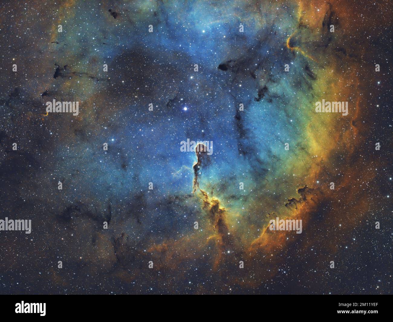 IC1396 Elephant Trunk Nebula shot with narrow band filters with broadband filtered stars Stock Photo