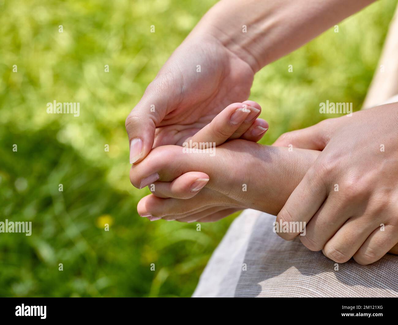 Barefoot walking Closeup with foot and hands from grip technique to