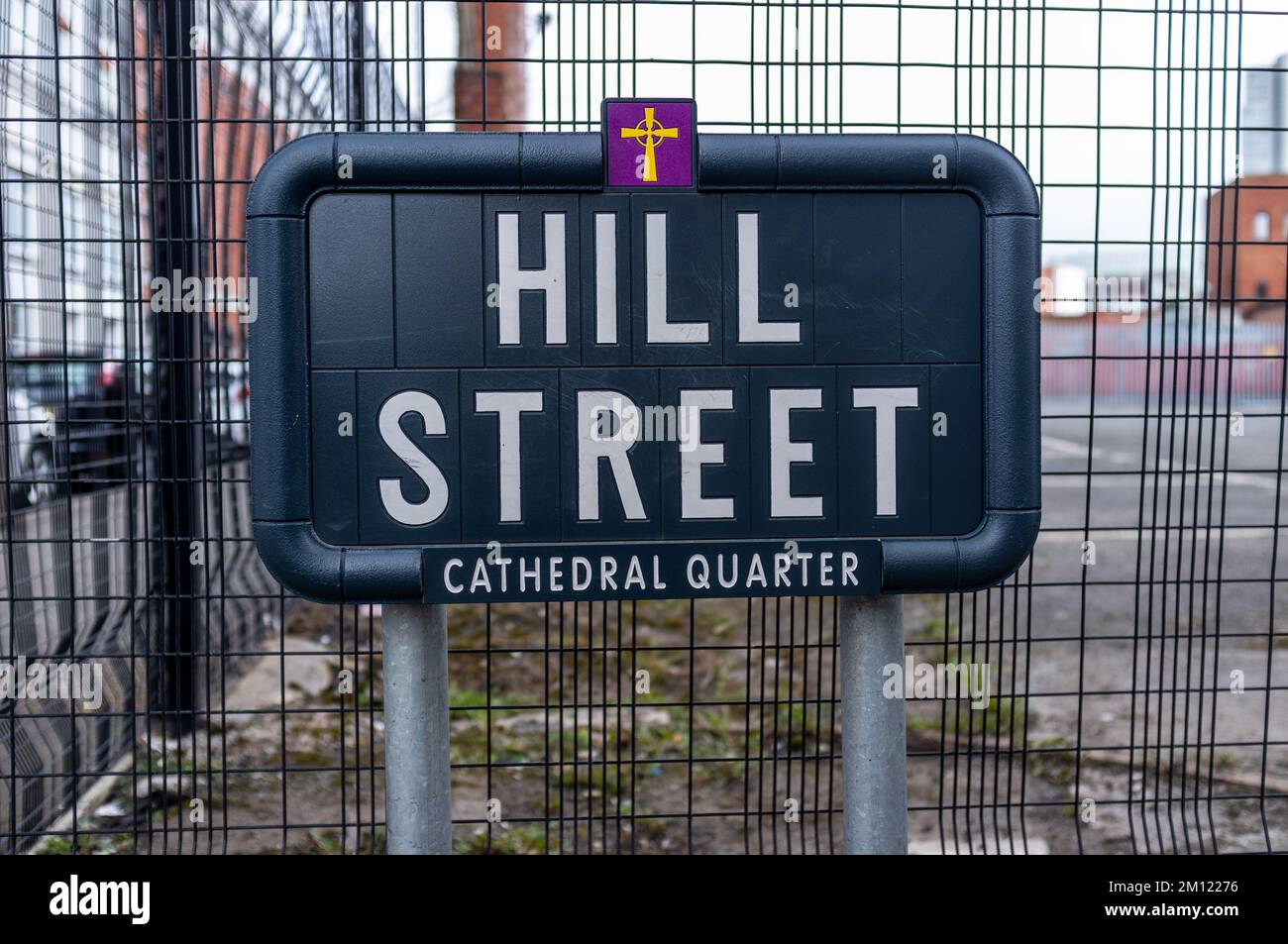 Belfast Street sign, Hill Street, Cathedral Quarter Stock Photo