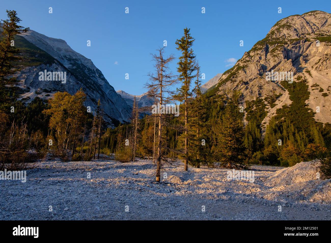 Abendstimmung im Karwendeltal Stock Photo