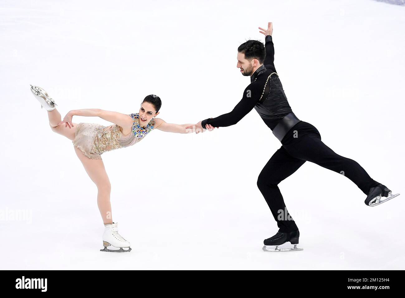 Turin, Italy. 09 December 2022. Deanna Stellato-Dudek and Maxime Deschamps of Canada perform in the Pairs Free Skating during day two of the ISU Grand Prix of Figure Skating Final. Credit: Nicolò Campo/Alamy Live News Stock Photo