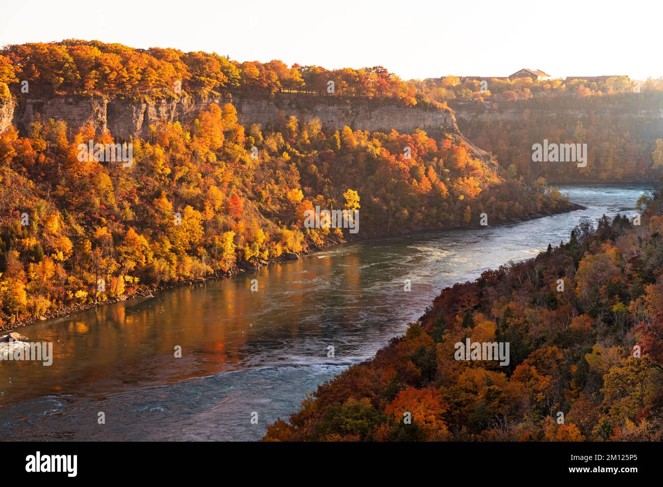 Canada, Ontario, Niagara Falls, The Niagara Gorge with the Niagara River in Autumn with full fall colors Stock Photo