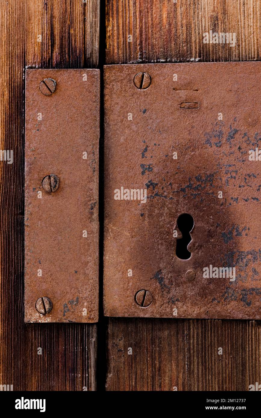 Detail of old door lock in Spain Stock Photo Alamy