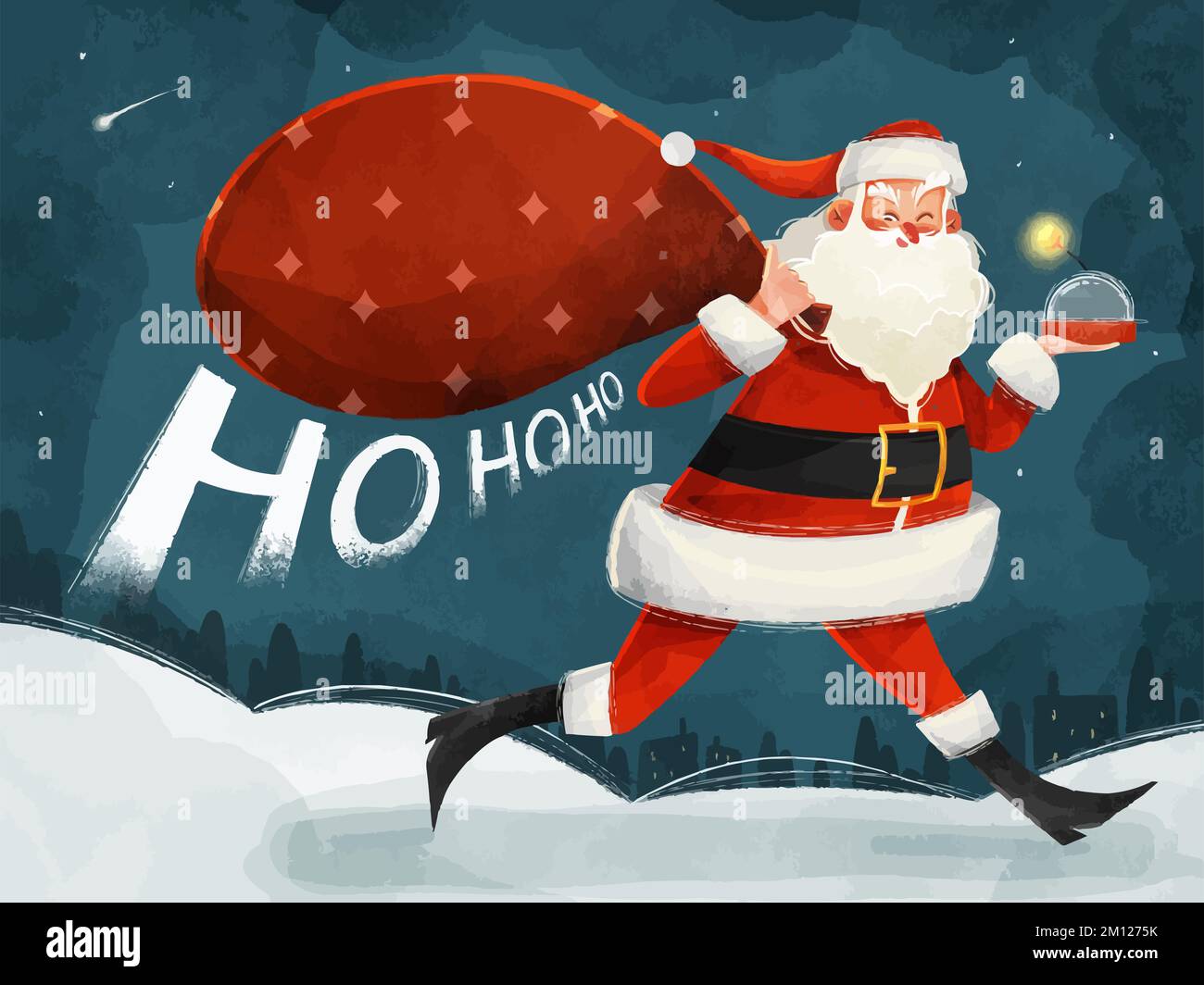 Funny Santa Claus Merry Christmas tree Happy New Year Celebration Gift Christmas Postcard Christmas Website illustration 3D christmas illustration Stock Photo