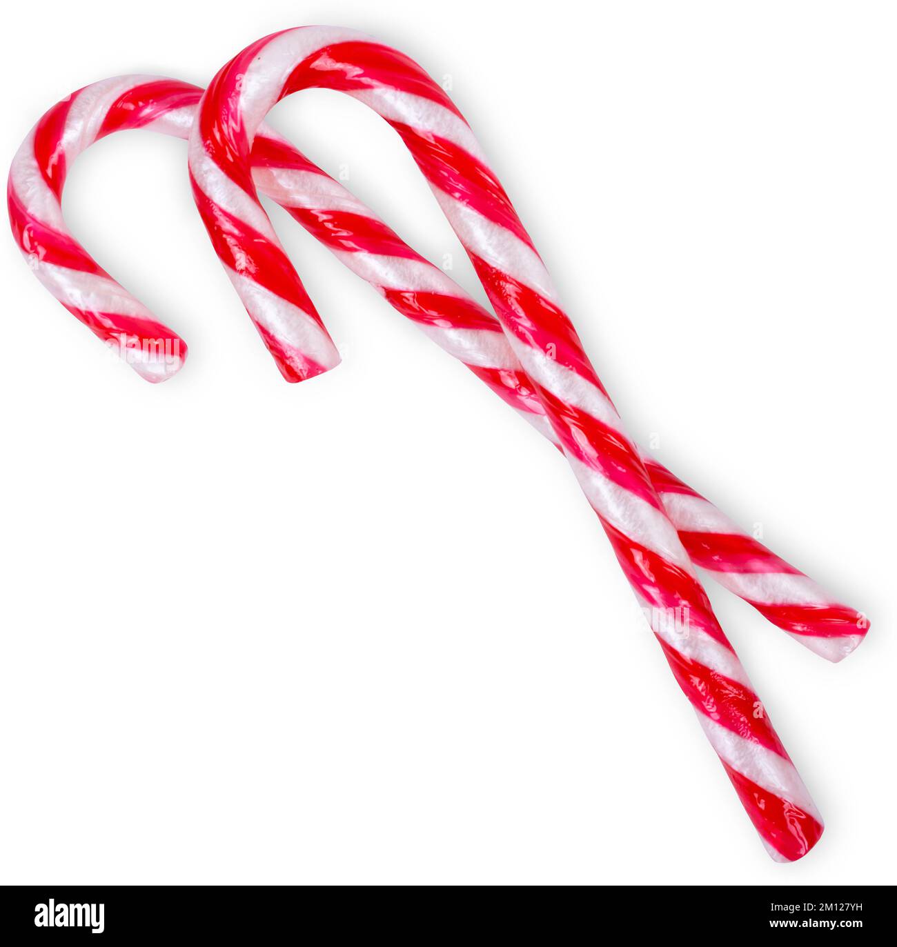 Candy cane red and white striped in Christmas colours isolated on a