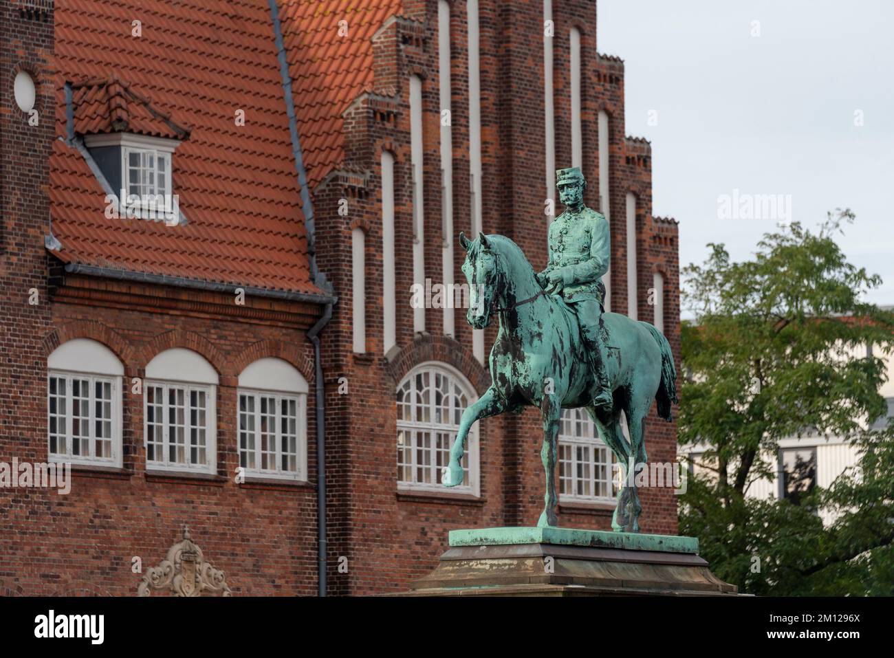 Equestrian statue of Christian IX, King of Denmark from 1863 until his death, Esbjerg, Syddanmark, Denmark Stock Photo