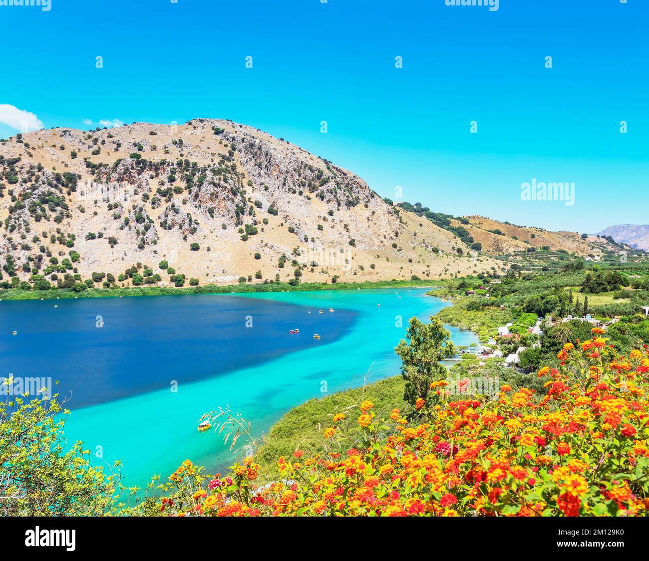 Lake Kournas, Georgioupolis, Chania, Crete, Greek Islands, Greece Stock Photo