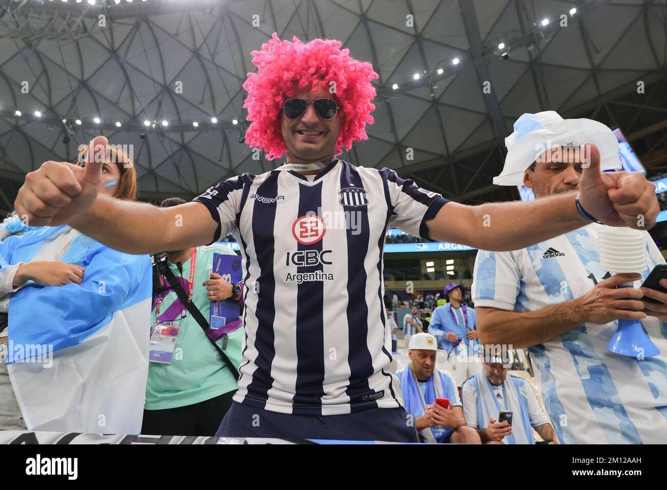 Lusail, Qatar. 09th Dec, 2022. Argentine fan during the FIFA World Cup Qatar 2022 Quarter Final match between Netherlands and Argentina at Lusail Stadium, Lusail, Qatar on 9 December 2022. Photo by Peter Dovgan. Editorial use only, license required for commercial use. No use in betting, games or a single club/league/player publications. Credit: UK Sports Pics Ltd/Alamy Live News Stock Photo