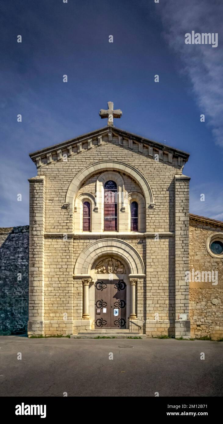 Church of Saint Étienne in Viols le Fort. Built in the XVIIII century. Stock Photo