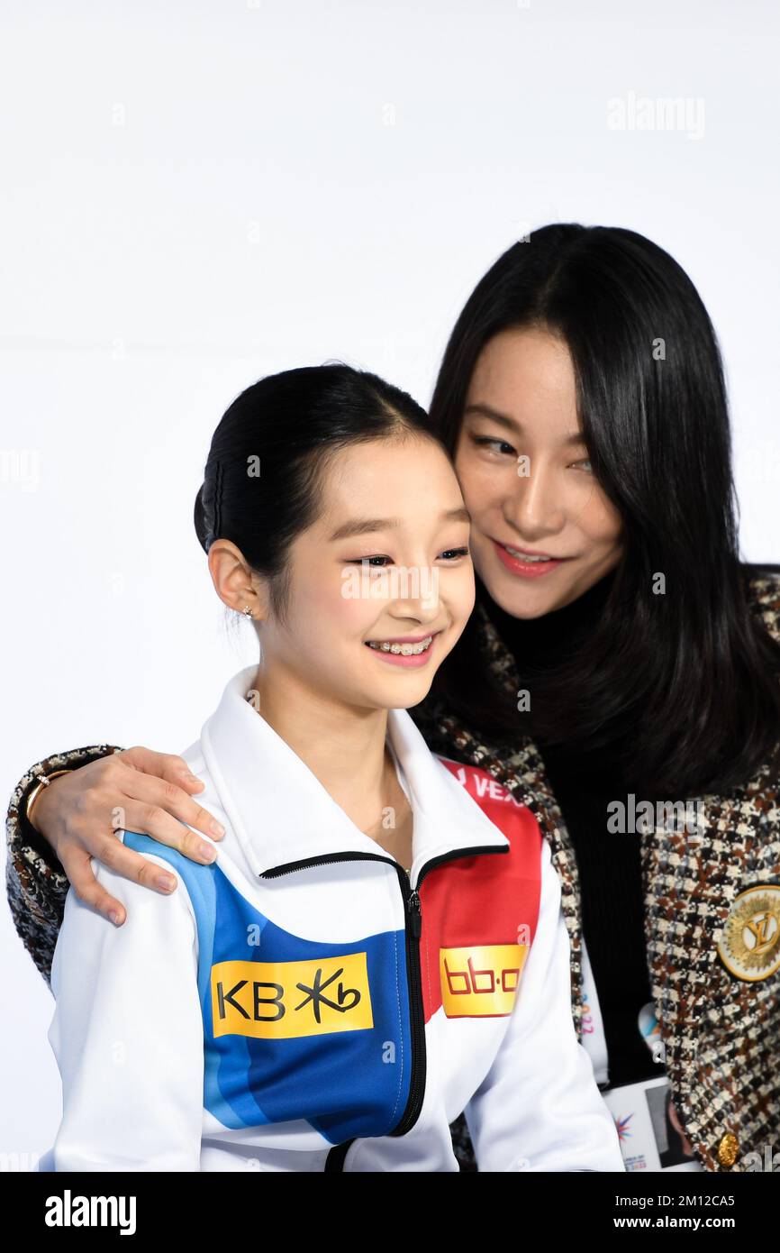 Jia SHIN (KOR), at Kiss & Cry, during Junior Women Free Skating