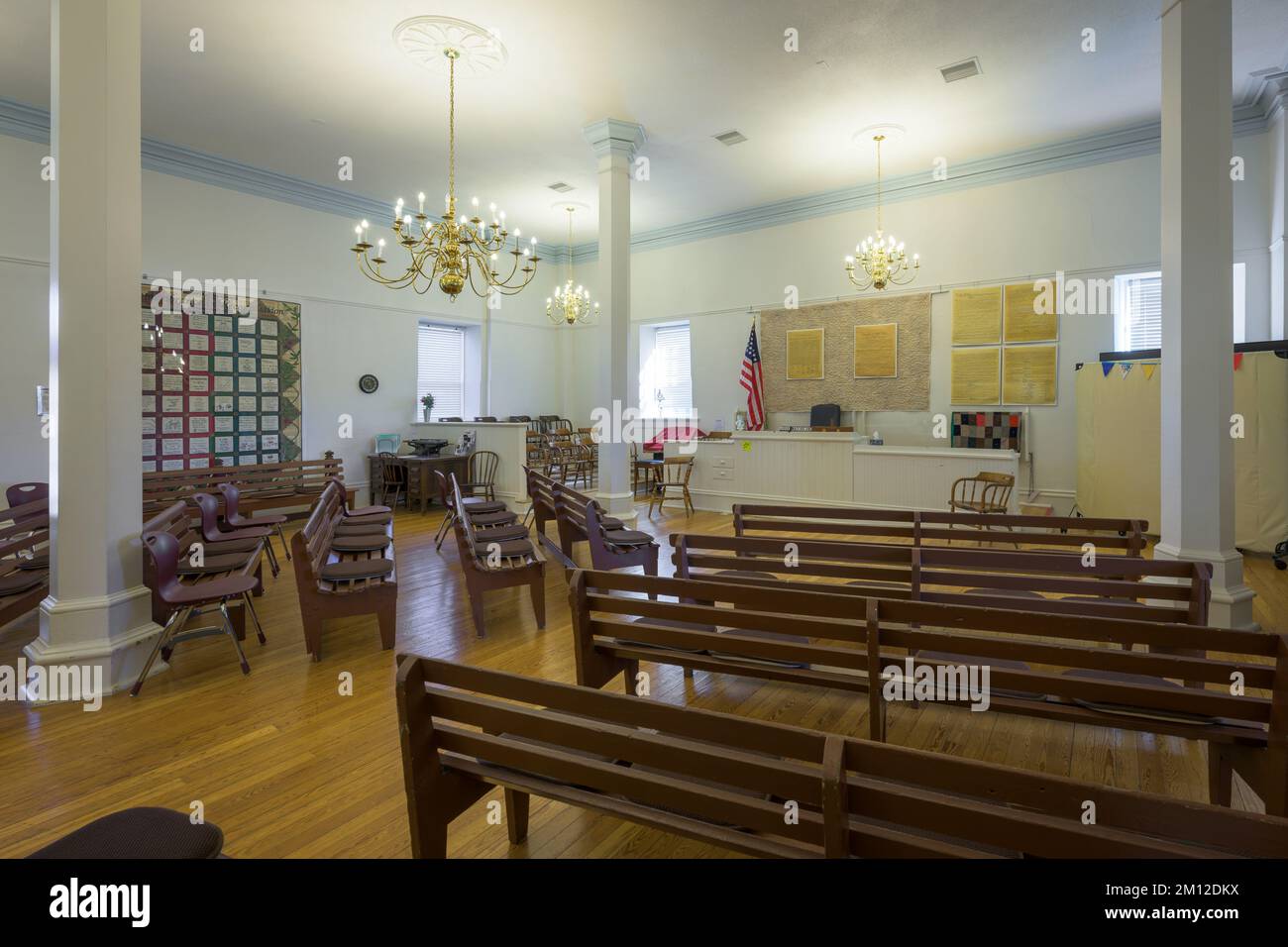 Courtroom inside the historic Pioneer Courthouse on St George Blvd in St. George, Utah Stock Photo
