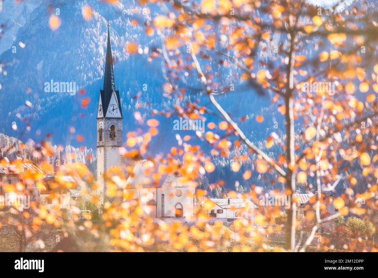 Italy, Veneto, Belluno, the village of Selva di Cadore in autumn, Dolomites Stock Photo