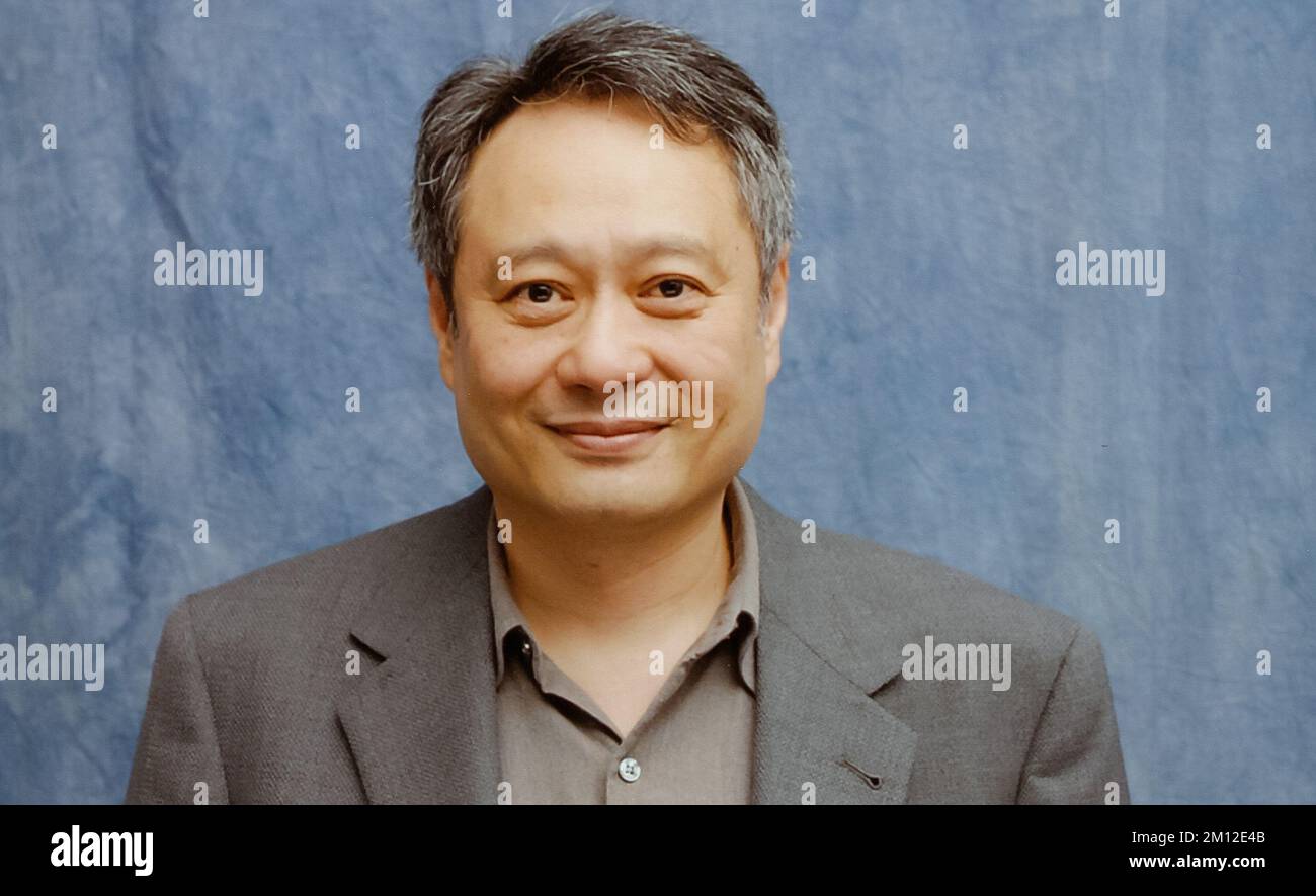 Retro celebrity portraits - Ang Lee, at a press conference event, circa