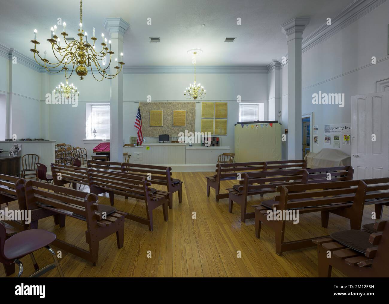 Courtroom inside the historic Pioneer Courthouse on St George Blvd in St. George, Utah Stock Photo