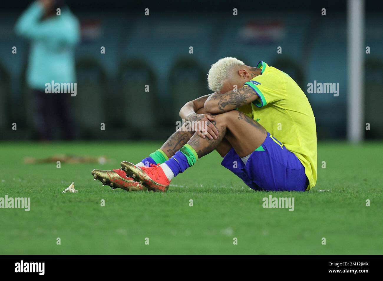 Doha, Qatar. 09th Dec, 2022. Neymar Brazil player cries during a match against Croatia valid for the quarterfinals of the FIFA World Cup in Qatar at Education City Stadium in Doha, Qatar. December 9, 2022 Photo:William Volcov Credit: Brazil Photo Press/Alamy Live News Stock Photo