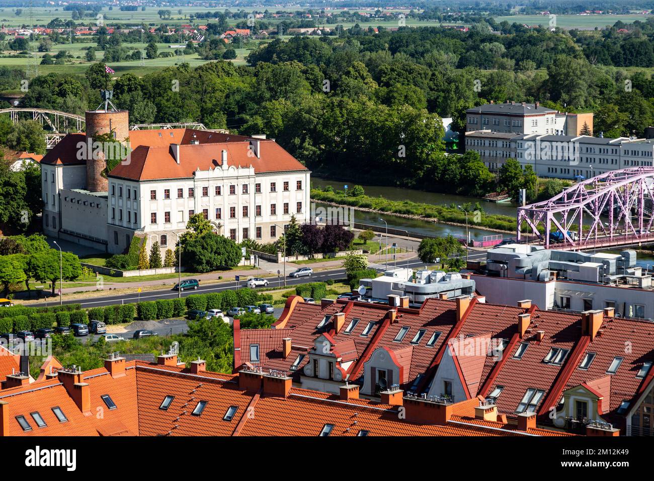 Premium Photo  Aerial view of a medieval castle fortress in the city of  klodzko poland