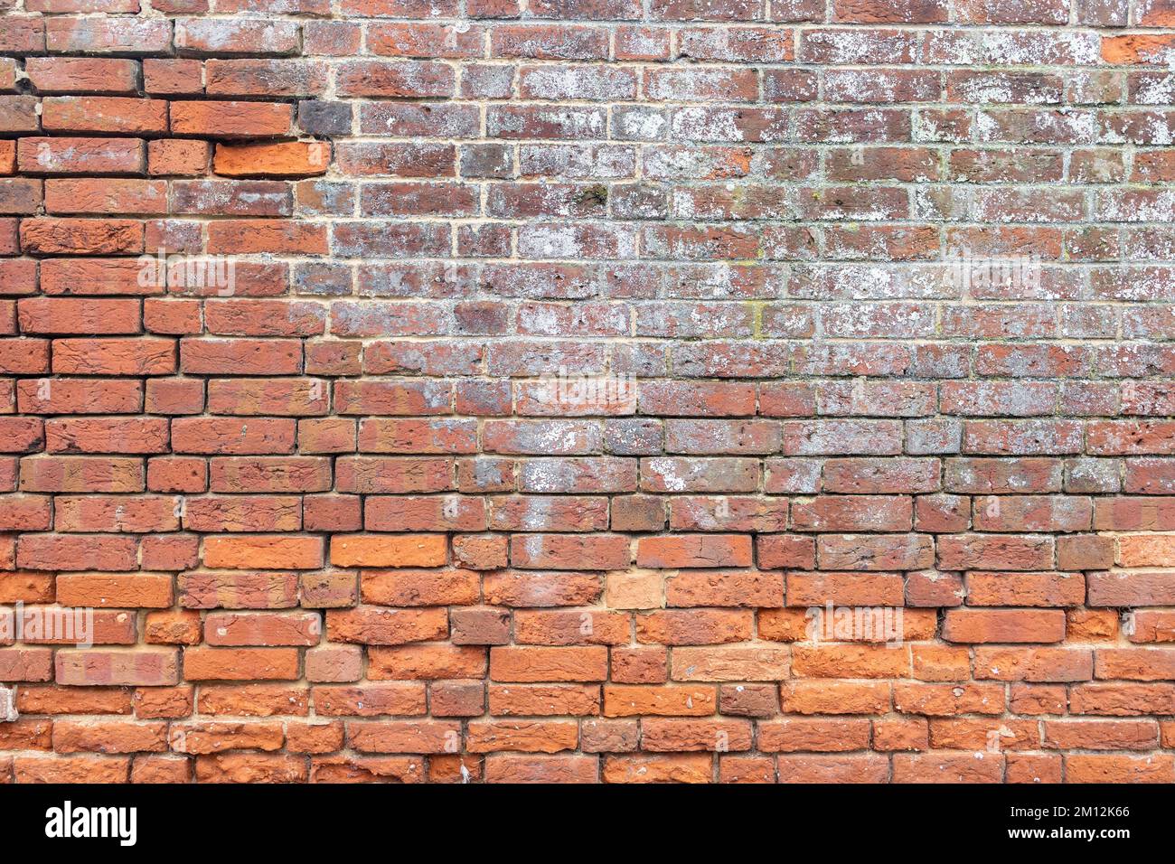 Old brick wall with white paint background texture close up Stock Photo