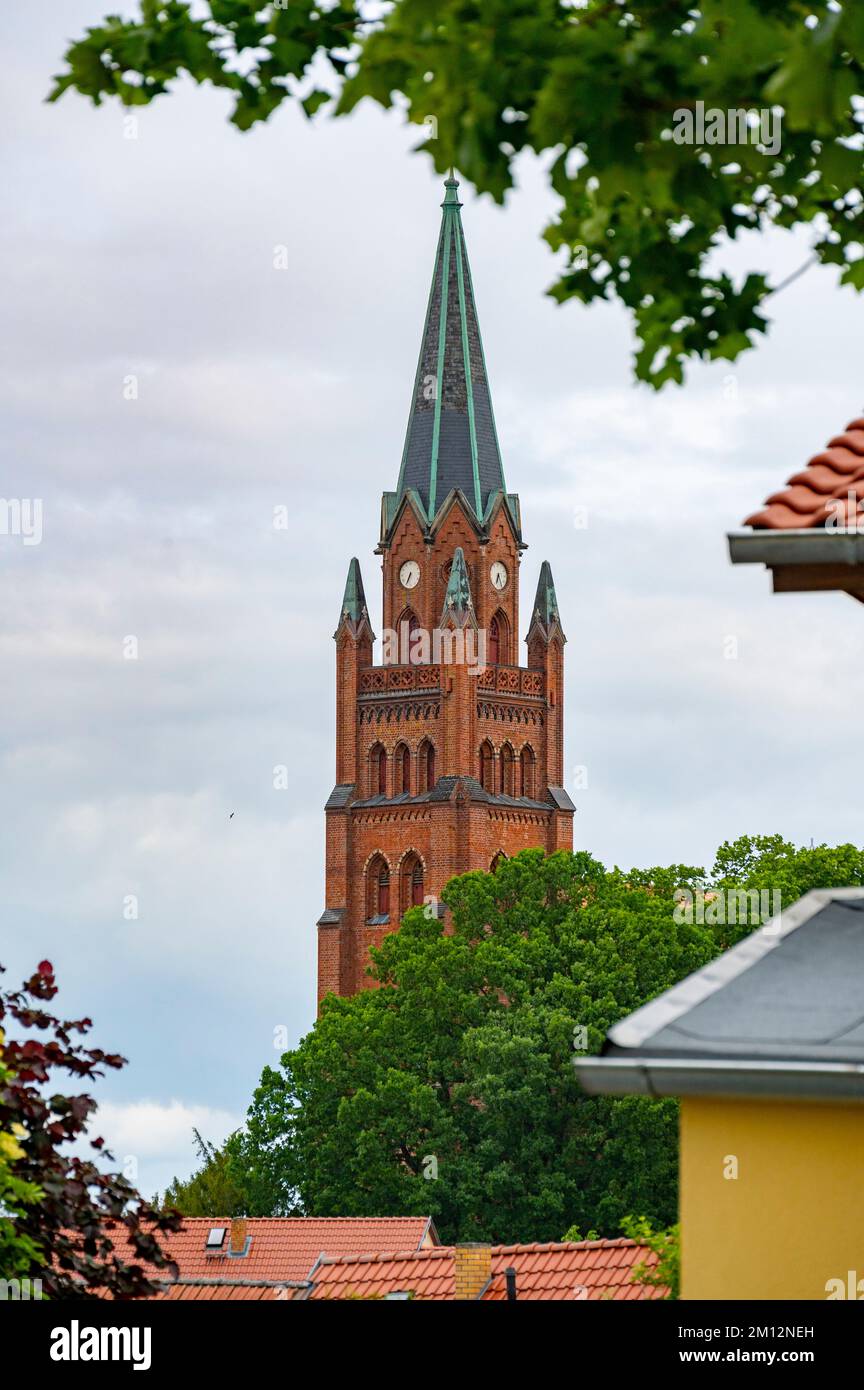 Germany, Baltic Sea, Mecklenburg-Western Pomerania, Mecklenburg Lake District, Röbel/Müritz, Tempelberg, St. Mary's Parish Church Stock Photo