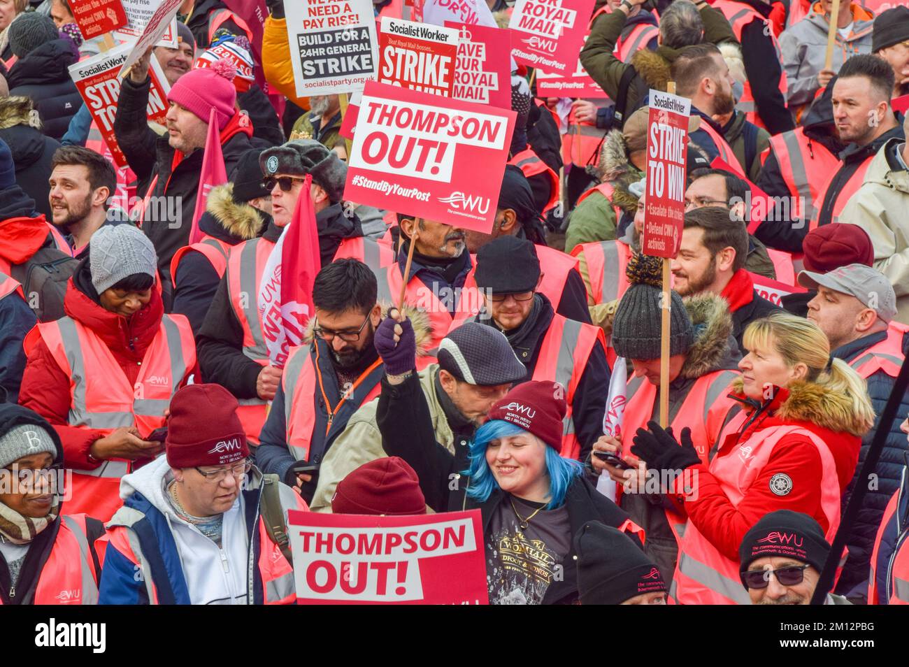 London, UK. 9th December 2022. Thousands of postal workers staged a