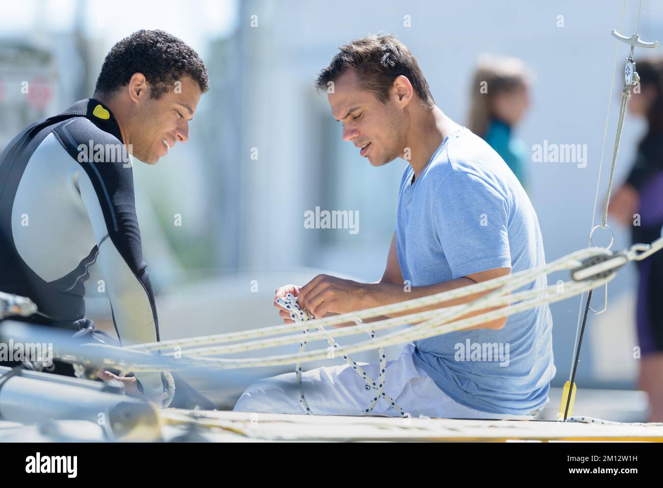 a couple learning about boats Stock Photo