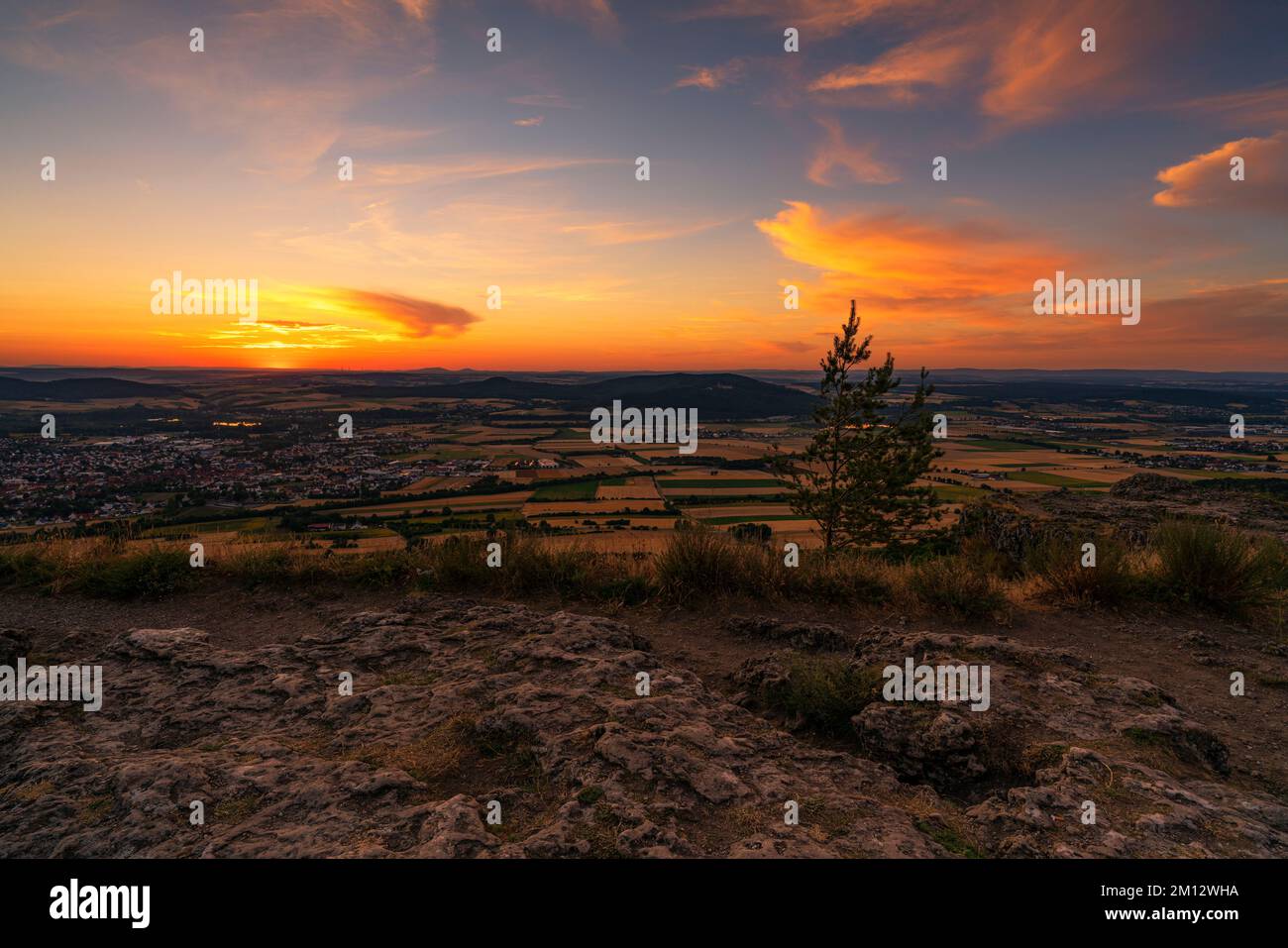 Sunset over the Staffelberg near Bad Staffelstein, district Lichtenfels