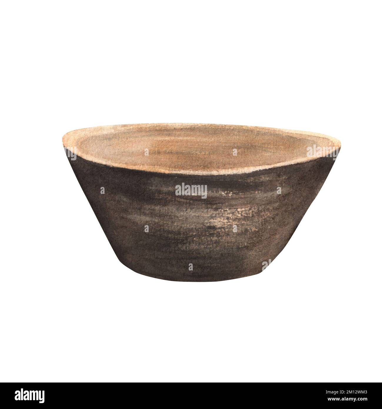 Watercolor painting of empty ceramic bowl. A part of watercolor set of spice illustrations Stock