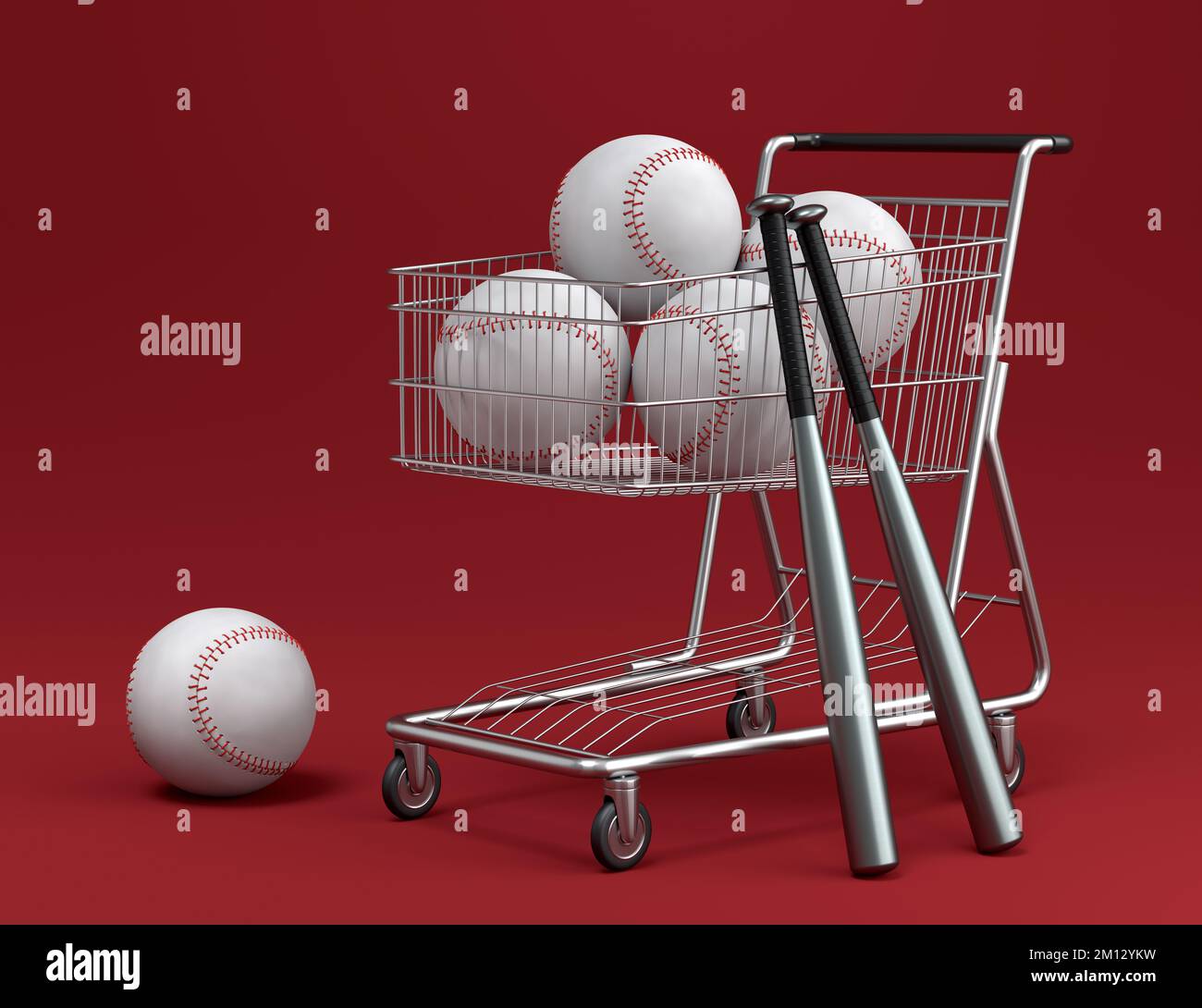 Set of ball like basketball, american football and golf in shopping