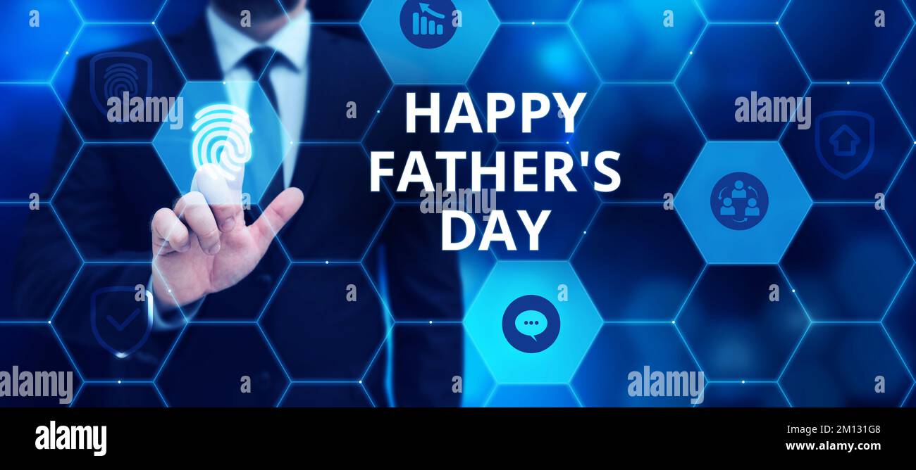Text caption presenting Happy Father's Day. Business concept time of year to celebrate fathers ...
